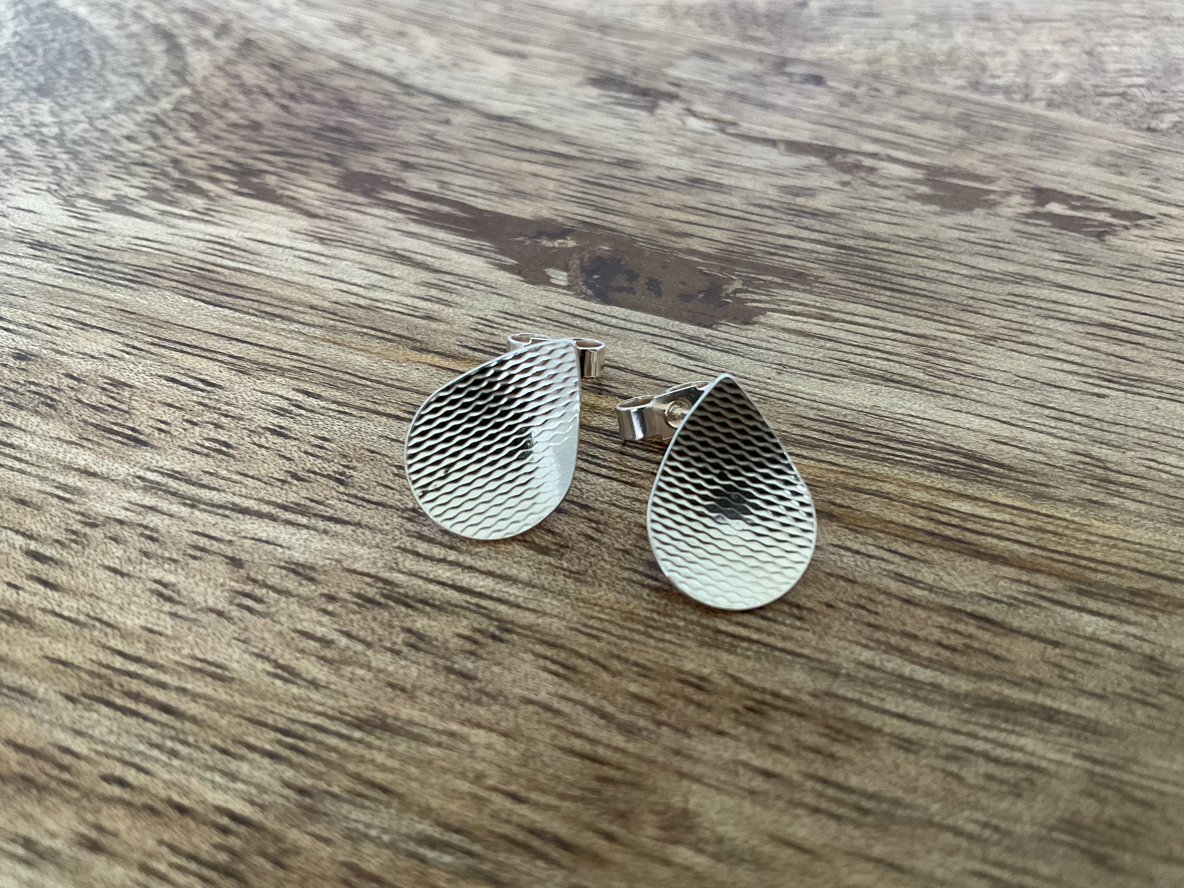 Vintage Teardrop Upcycled Stud Earrings - Click Image to Close